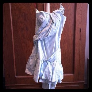 Betsey Johnson Seersucker Print Asymmetrical Dress